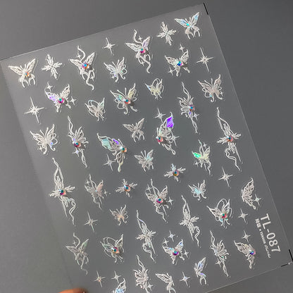 Iron element new technology butterfly 5D nail stickers ins relief adhesive nail stickers exquisite diamond series TL-087