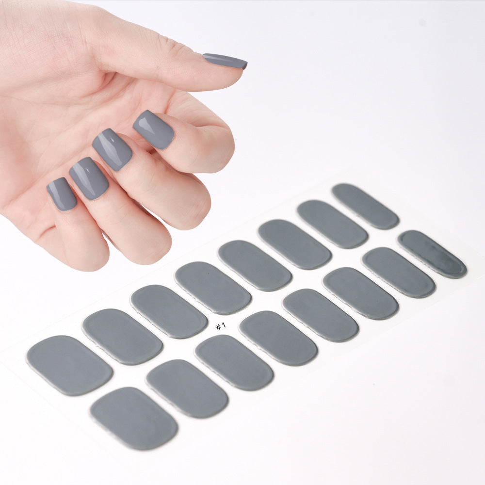 Gel uv nail stickers new semi-cured phototherapy nail stickers full stickers waterproof long-lasting cream style gel soft nail stickers