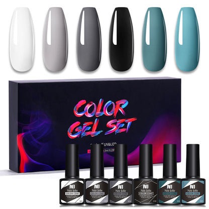 Nee Jolie cross-border new product wholesale 6 color box set nail polish glue set UV phototherapy glue base glue sealer