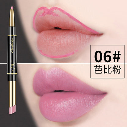 QIC double-headed lipstick lip liner two-in-one matte matte waterproof non-fading non-stick cup lipstick cross-border makeup