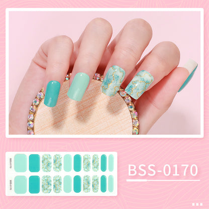 Cross-border 2023 European and American Gel Nail Sticker Waterproof 3D Bronzing Flower UV Phototherapy Semi-curing Nail Sticker Wholesale