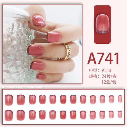 Fresh French flowers, cute ins wind, ice and transparent stars, long style, short style, white, high-end manicure and wearable nails