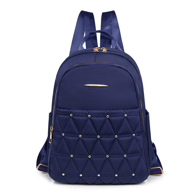 New women's bag cross-border Oxford cloth backpack large capacity fashion rhombus school bag fashionable simple solid color travel bag