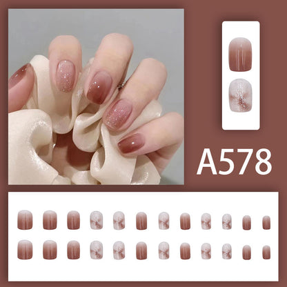 Winter fresh and simple pure lust style bride dance wear nails rainbow love rose fake nails wholesale