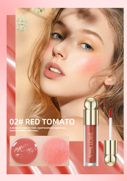 QiBest liquid blush, silky and natural makeup, brightening, moisturizing rouge blush, not easy to fade, rouge powder cream