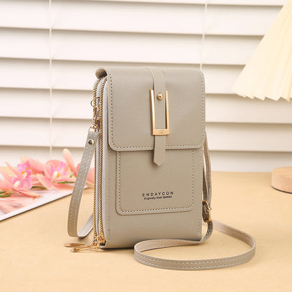 The new transparent touch screen mobile phone bag trend simple oblique small bag multi-functional mobile phone women's bag coin bag vertical oblique