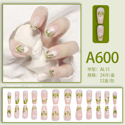 Winter fresh and simple pure lust style bride dance wear nails rainbow love rose fake nails wholesale