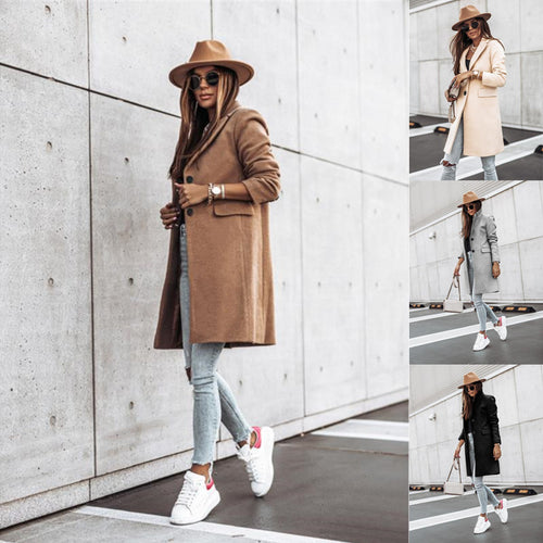 2021 independent station wish Amazon cross-border autumn and winter simple long-sleeved button woolen coat coat women's clothing