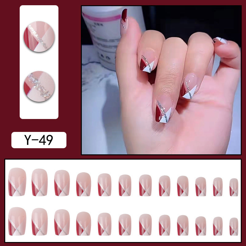 Y2 Wearable Manicure Removable Fake Nail Patch Internet Celebrity Girls Short Manicure Finished Product Cute Internet Celebrity New Style