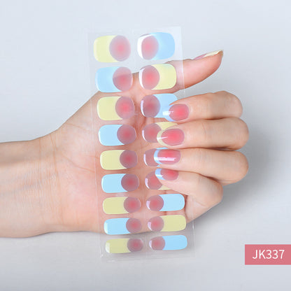 Gradient French blush manicure sticker waterproof long-lasting uv nail sticker phototherapy patch semi-cured gel nail sticker