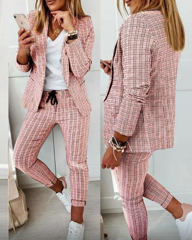 2023wish Amazon Independent Station New Plaid Casual Suit Suit Women's Clothing