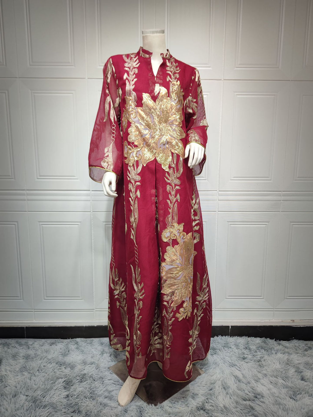 AB056 2023 European dress Muslim dress summer abaya fashion sequins Middle East foreign trade women's clothing