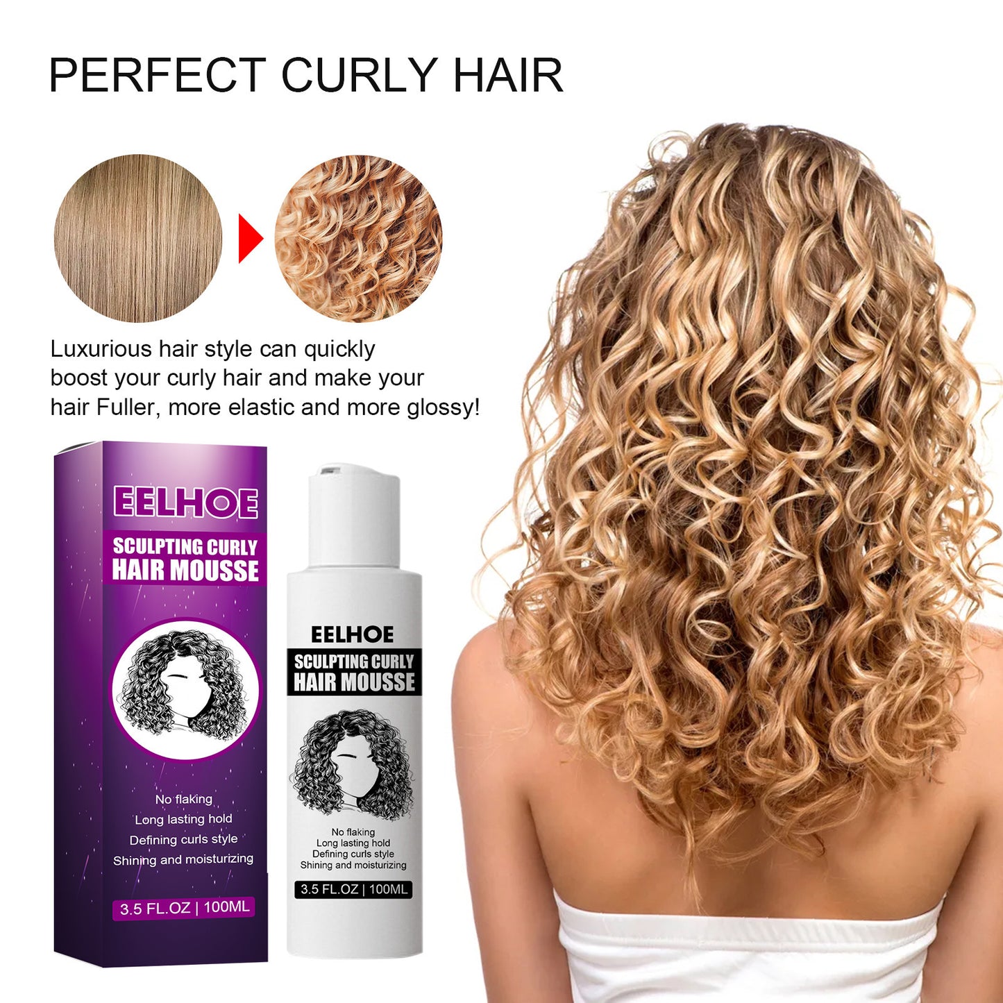 eelhoe hold elastin curly hair moisturizing fluffy hold natural volume hair treatment