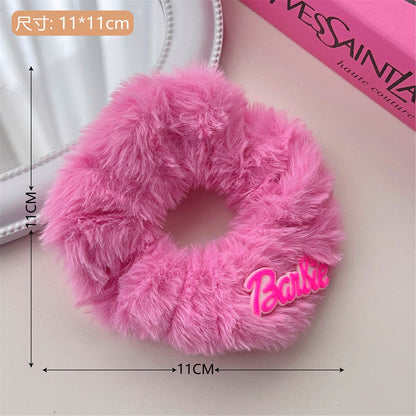 Korean plush hair tie bow hair accessories letter princess hair rope rose red white girl headwear wholesale