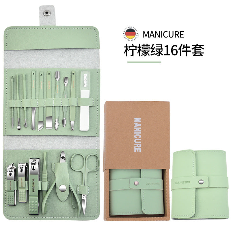 Stainless steel nail clipper set nail clipper gift set customized logo 16-piece nail clipper set Douyin hot style