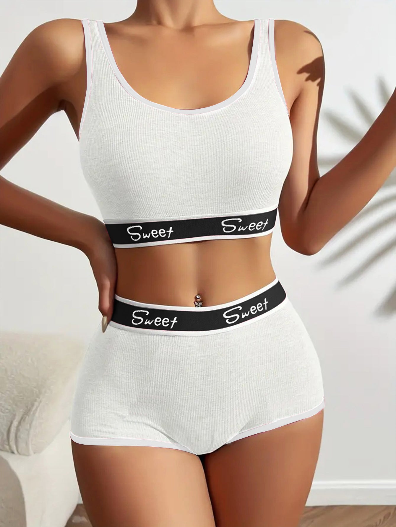 Workout Underwear Cotton Wide-brimmed Letters Sports Underwear Suit