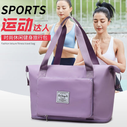 2021 new folding travel trolley bag dry and wet separation sports yoga gym bag outdoor travel storage bag