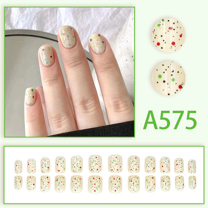 Winter fresh and simple pure lust style bride dance wear nails rainbow love rose fake nails wholesale