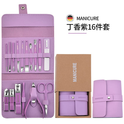 Stainless steel nail clipper set nail clipper gift set customized logo 16-piece nail clipper set Douyin hot style