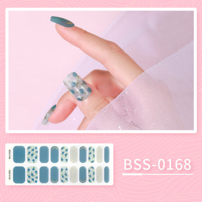 Cross-border 2023 European and American Gel Nail Sticker Waterproof 3D Bronzing Flower UV Phototherapy Semi-curing Nail Sticker Wholesale