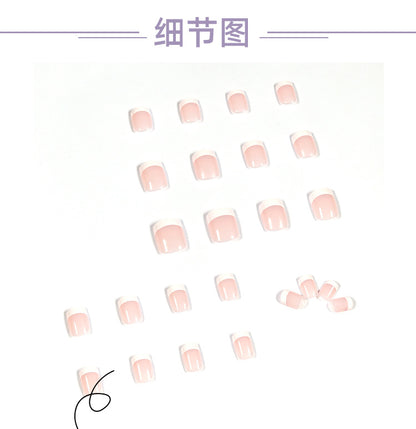 Simple short French white wearable manicure finished fake nails manicure patches nail patches French removable nail patches