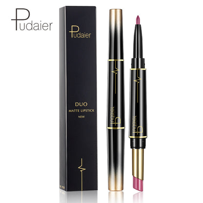 Hot Selling Pudaier Double Lipstick Lip Liner Matte Lip Glaze 16 Colors Lipstick Genuine Makeup Spot