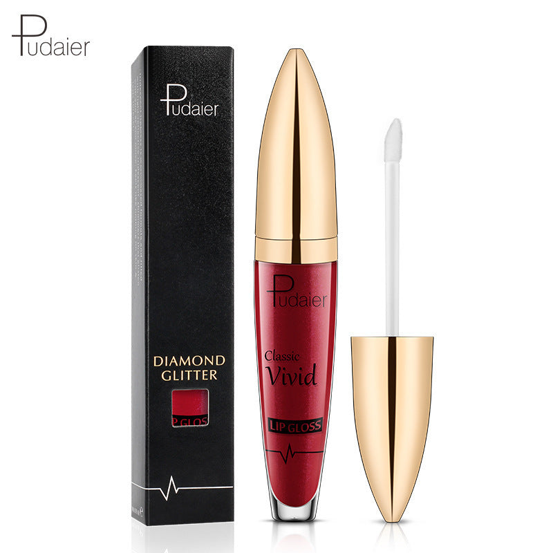 Pudaier foreign trade matte pearlescent lip gloss non-stick cup diamond lip glaze makeup color liquid lipstick lip gloss