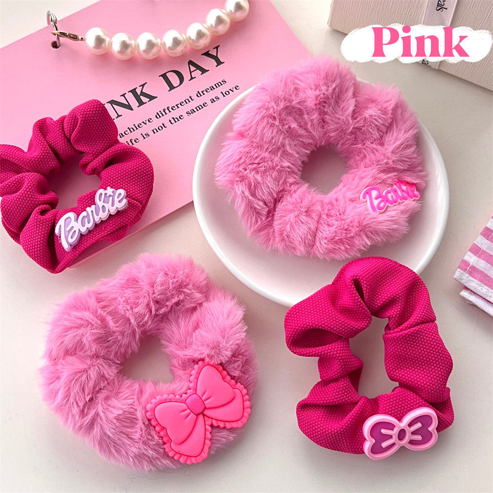 Korean plush hair tie bow hair accessories letter princess hair rope rose red white girl headwear wholesale