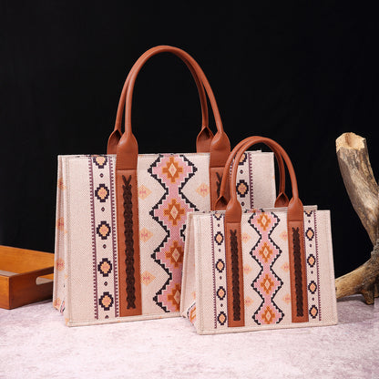 European and American Retro Cotton and Linen Printing Western Women's One Shoulder Bohemian Portable Messenger Women's Bag for Cross-border Amazon