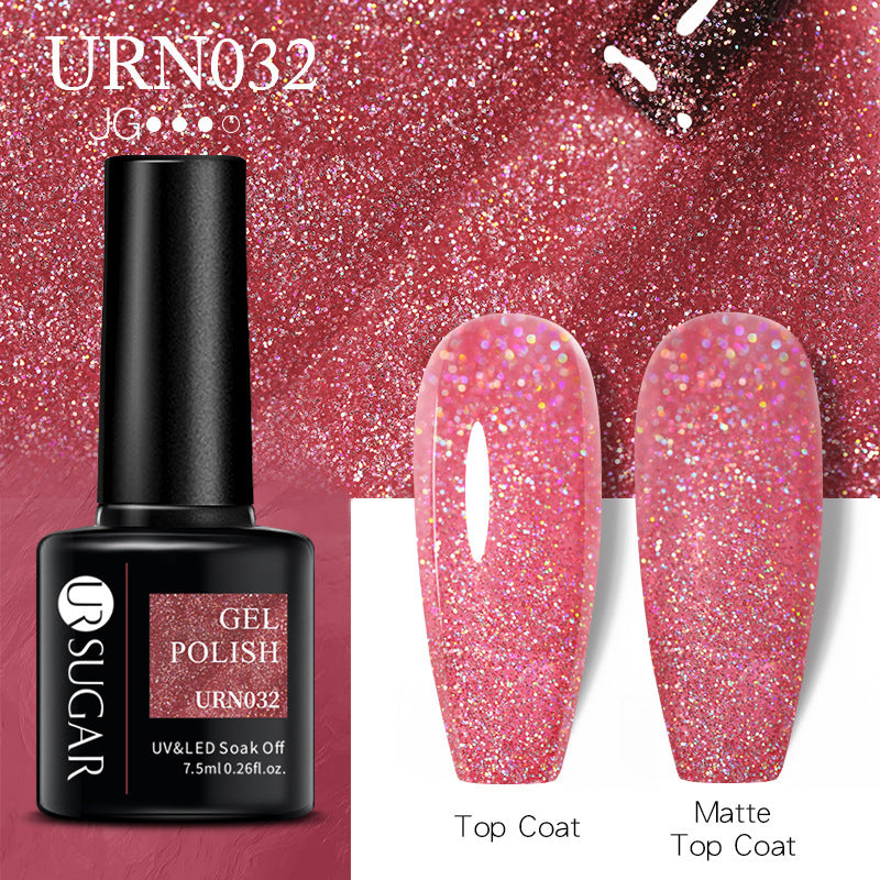 UR SUGAR a bottle of one-color nail polish glue 2021 new flash powder solid color glue matte seal layer net red style