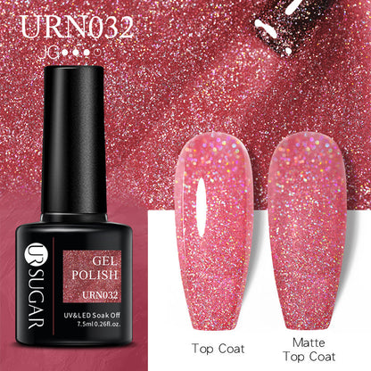 UR SUGAR a bottle of one-color nail polish glue 2021 new flash powder solid color glue matte seal layer net red style