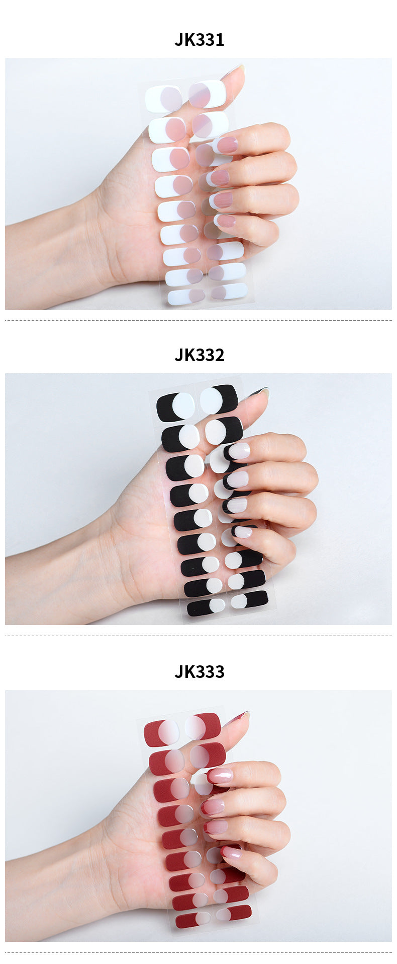 Gradient French blush manicure sticker waterproof long-lasting uv nail sticker phototherapy patch semi-cured gel nail sticker