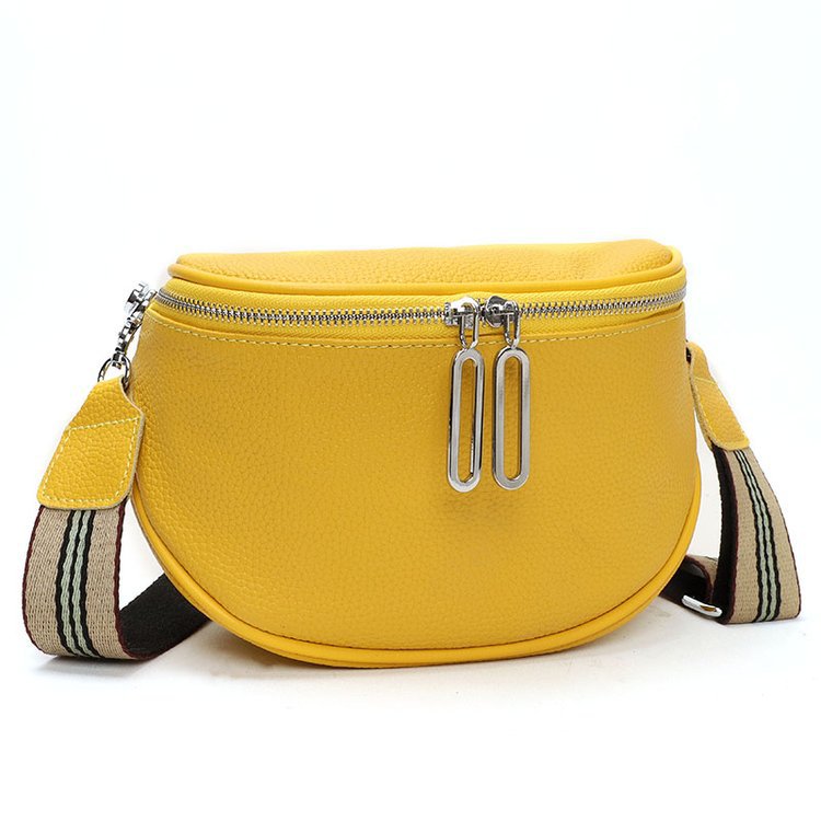 Genuine leather fashion saddle bag women's bag cross-border 2023 new crossbody bag double zipper first layer cowhide small bag shoulder bag