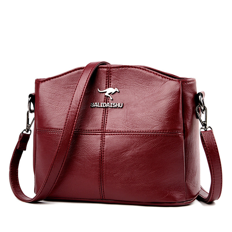 Cross-border women's bag 2022 new splicing middle-aged women's bag single mouth one shoulder Messenger bag trendy mother middle-aged bag wholesale