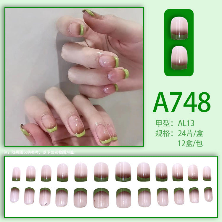 Fresh French flowers, cute ins wind, ice and transparent stars, long style, short style, white, high-end manicure and wearable nails