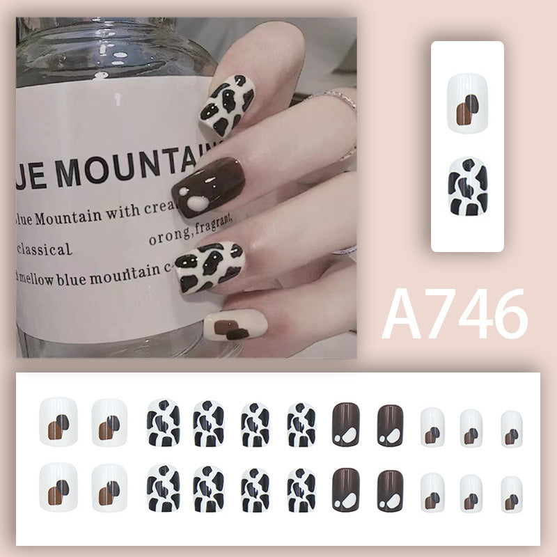 Fresh French flowers, cute ins wind, ice and transparent stars, long style, short style, white, high-end manicure and wearable nails