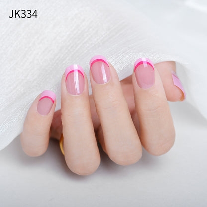 Gradient French blush manicure sticker waterproof long-lasting uv nail sticker phototherapy patch semi-cured gel nail sticker