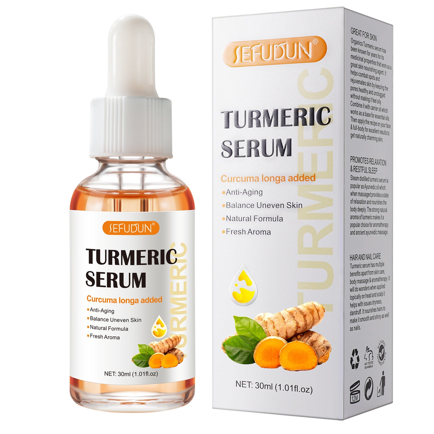 SEFUDUN Turmeric essential oil hair care body massage meridians facial moisturizing brightening unisex 30ml