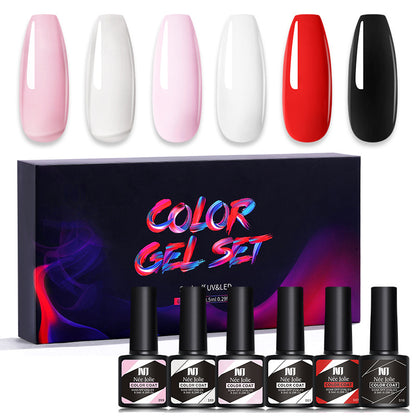 Nee Jolie cross-border new product wholesale 6 color box set nail polish glue set UV phototherapy glue base glue sealer