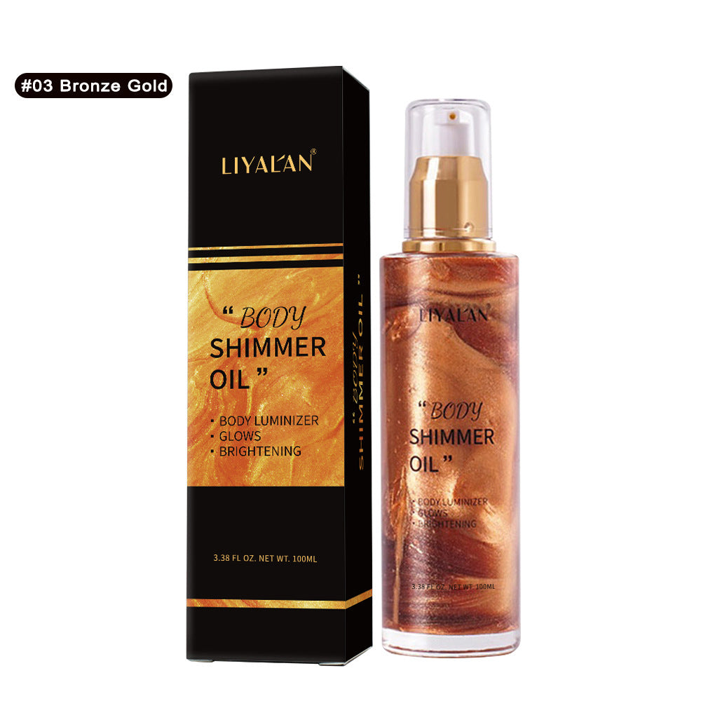 Amazon body luminous oil body shimmer oil face body trimming liquid high light oil export