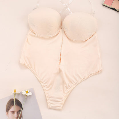 One-piece underwear bra steel ring sexy girl bra back tube top fashion European and American tube top big chest showing small bra