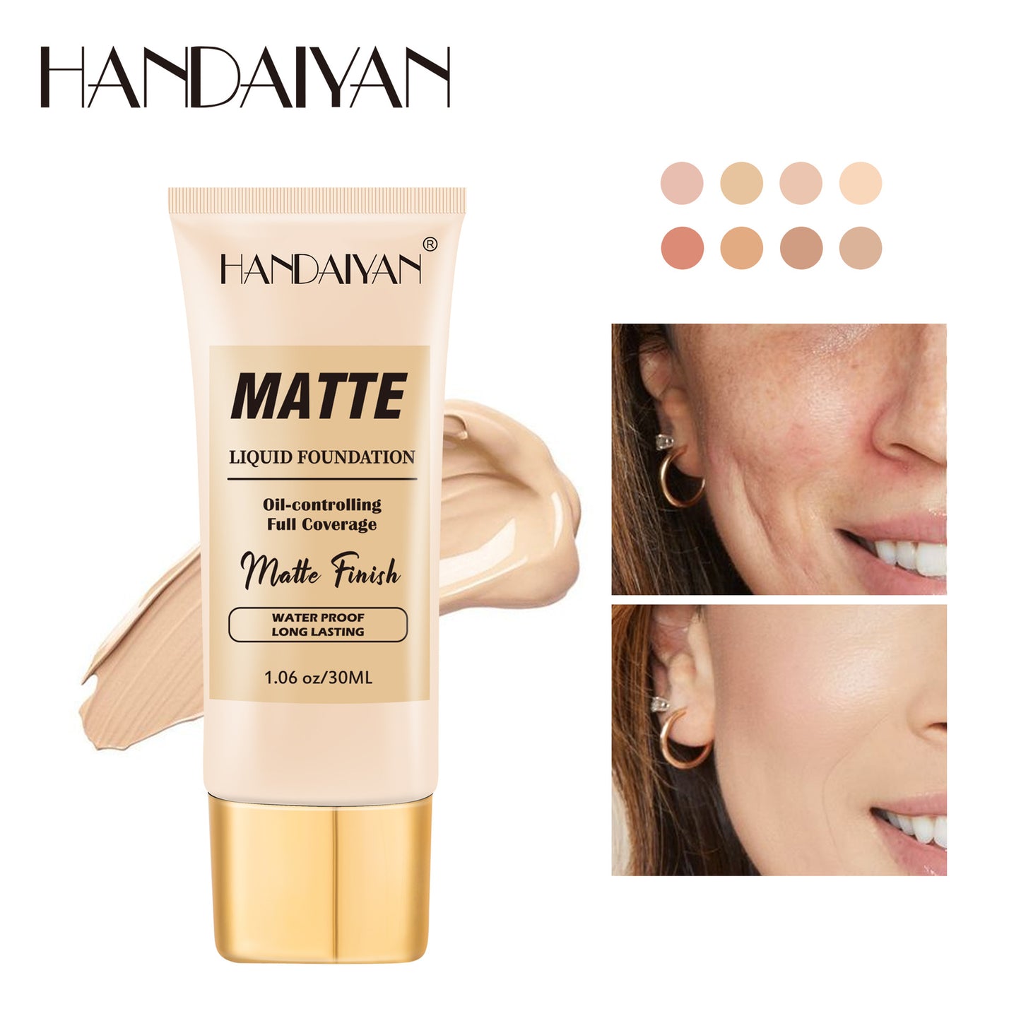 Handaiyan foreign trade women's concealer liquid foundation lasting no makeup invisible pores moisturizing European and American style foundation