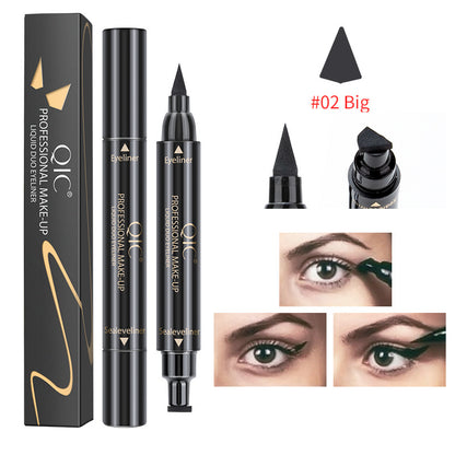 QIC double-headed seal triangle eyeliner, waterproof and non-smudge wing liquid eyeliner pen, vibrato net celebrity, the same beauty makeup