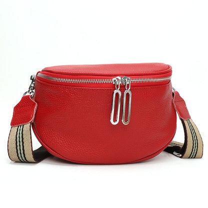 Genuine leather fashion saddle bag women's bag cross-border 2023 new crossbody bag double zipper first layer cowhide small bag shoulder bag