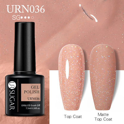 UR SUGAR a bottle of one-color nail polish glue 2021 new flash powder solid color glue matte seal layer net red style