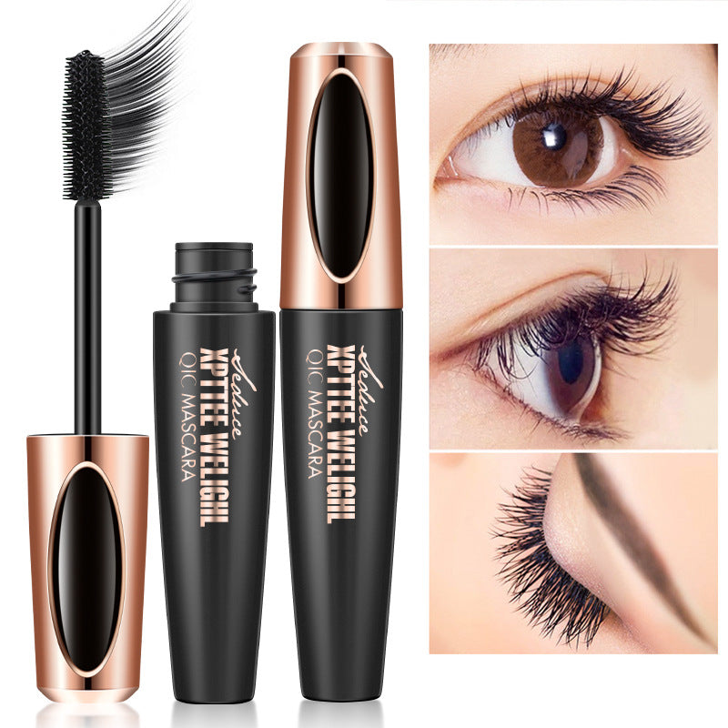 Cross-border Makeup QIC Membrane Volumizing Mascara Waterproof Thick Slender Curling Silicone Brush Head 4D Mascara