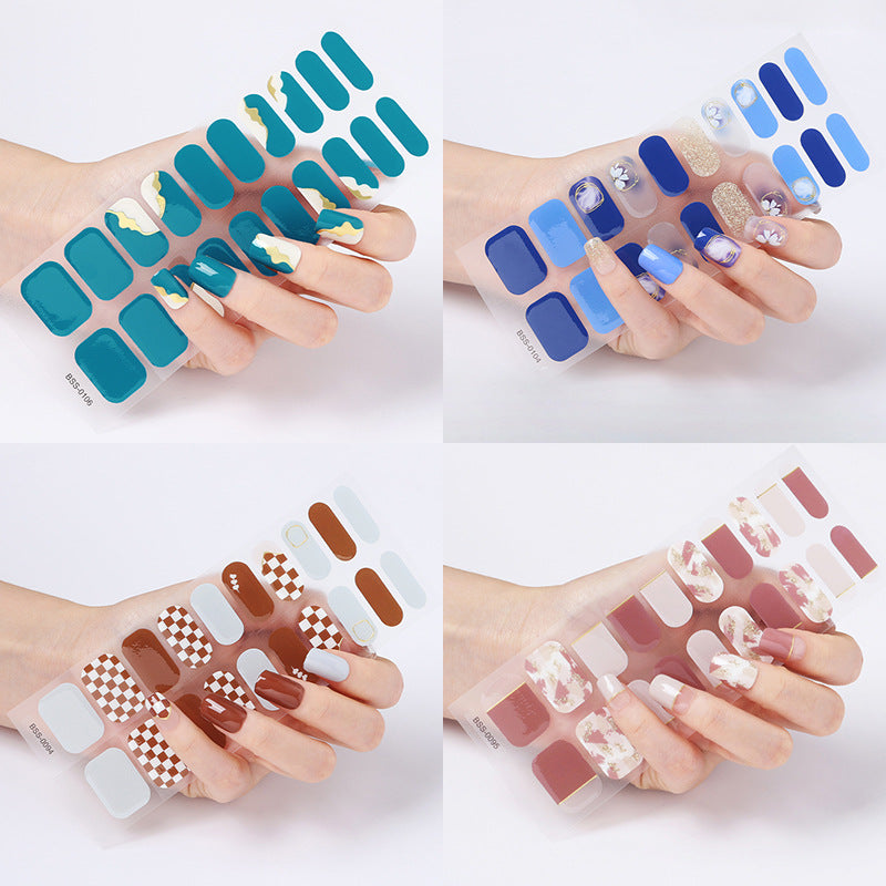 Zhengxiang custom gel nail stickers light therapy European and American nail stickers Amazon baked light checkerboard nail stickers