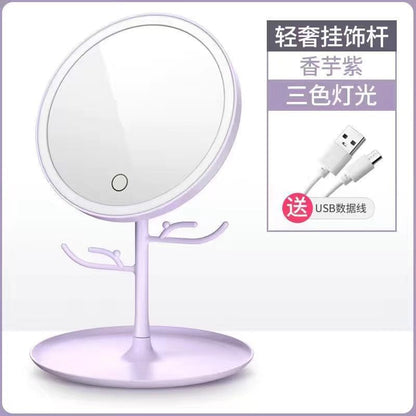 Send Douyin Internet celebrity led makeup mirror desktop desktop mirror student convenient fill light beauty mirror color box