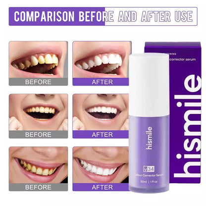 Cross-border exclusive supply of hismile tooth makeup cream V34 small purple bottle purple toothpaste tooth color essence liquid