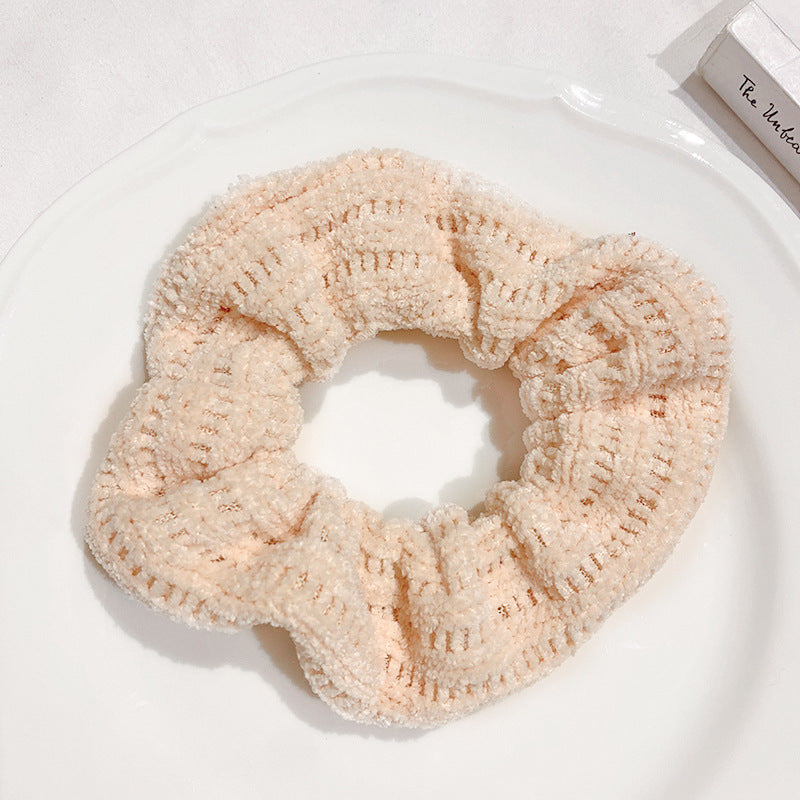 Autumn and winter milk coffee color large intestine hair ring plush hair rope female Korean ponytail girl hair rope hairy hair accessories hair accessories